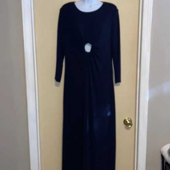 Calvin Klein | Dresses | Calvin Klein Navy Cutout Long Sleeve Gown |  Poshmark